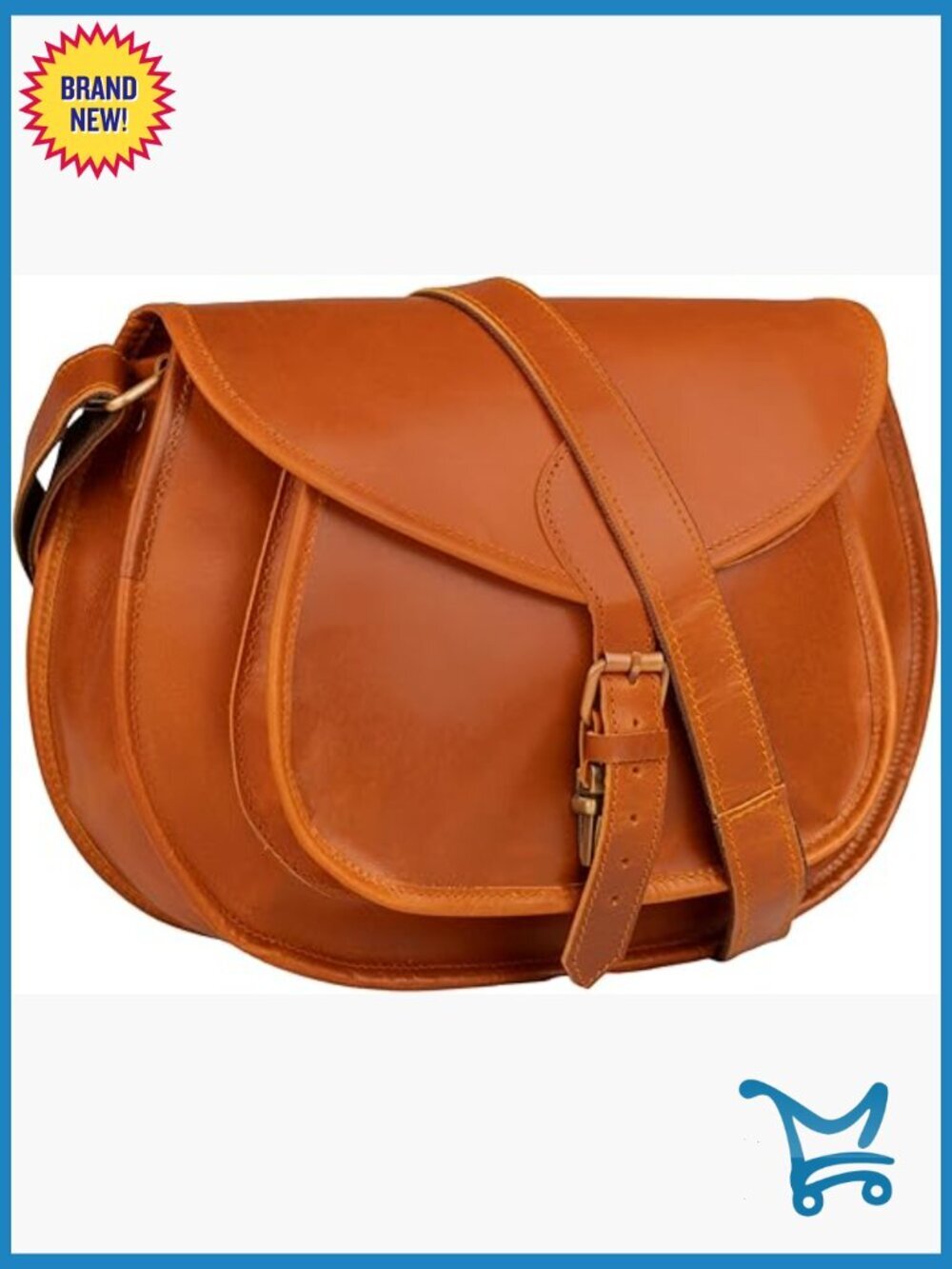 Genuine Leather Crossbody Bag with Adjustable Strap, 13x10x4